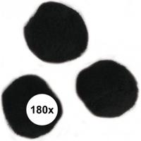 Rayher Hobby knutsel pompons - 15 mm - zwart - 60x stuks - vormen/figuren/bolletjes