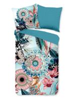 HIP Dekbedovertrek "mandala&apos;s en bloemen" - Aqua - (135x200 cm) - Katoen Satijn