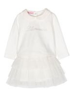 Miss Blumarine robe en tulle à ornements strassés - Blanc