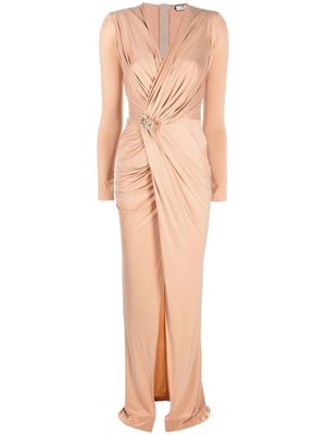 Elisabetta Franchi robe longue à ornements strassés - Rose