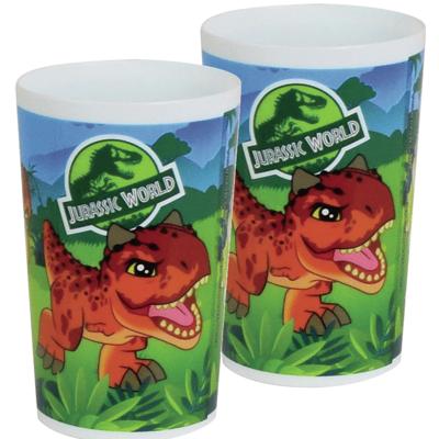Jurassic World dinosaurus - 4x - drinkbeker - kunststof - 220 ml - onbreekbaar