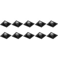 Spot Armatuur 10 Pack - Pragmi Zano Pro - GU10 Inbouwspot - Vierkant - Zwart - Aluminium - Kantelbaar - 93mm