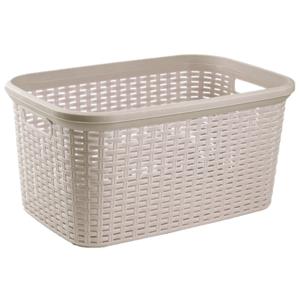 Plasticforte Wasmand - Set van 2x stuks - 35 liter - rotan - taupe - kunststof - 53 x 36 x 26 cm