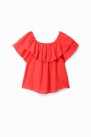 Blouse met ruche en textuur - RED - L