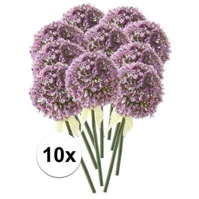 Kunstbloem - 10x - Sierui / Allium - lila paars - steel van 70 cm