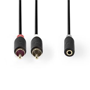 Nedis Stereo-Audiokabel | 2x RCA Male | 3,5 mm Female | 0.2 m | 1 stuks - CABW22255AT02 CABW22255AT02