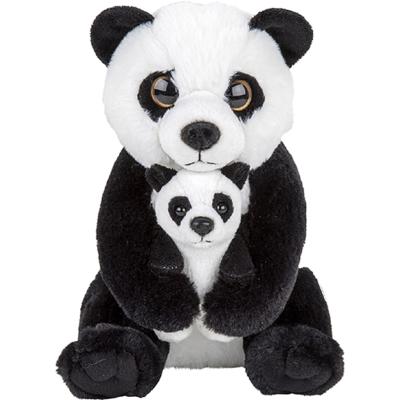 Nature Planet Pluche Pandabeer - met baby knuffel - pandabeer familie - 22 cm