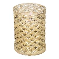 Luxe LED kaars - in glas - goud structuur - 9,5 cm - flakkerend led licht