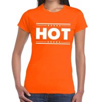 Oranje t-shirt dames met tekst Hot 2XL  -