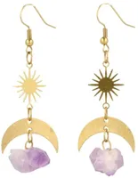 Edelsteen Oorhangers Ruwe Amethist - Ster & Maan