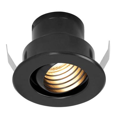 Medina Mini LED Inbouwspot - 12 Volt 3 Watt 150 lumen - 2700K warm wit - Dimbaar - Kantelbaar - Verzonken - Plat 35mm - IP44 waterdicht - Zwart