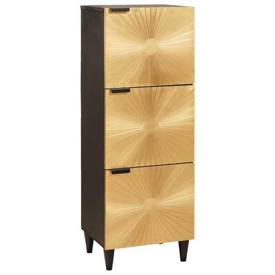 Bijzetkast Zwart en Goud 40 x 33.5 x 110 cm massief mangohout