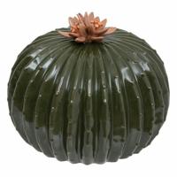 Decoratie cactus - groen - 1x - keramiek - bolcactus - D17 x H15 cm - tafeldecoratie - Beeldje