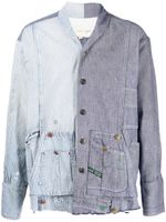 Greg Lauren chemise rayée à design patchwork - Bleu