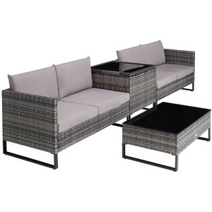 tectake -wicker loungeset - Ostuni grijs - 404301