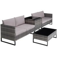 tectake -wicker loungeset - Ostuni grijs - 404301 - thumbnail