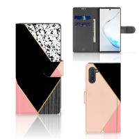 Samsung Galaxy Note 10 | Book Case | Zwart Roze Vormen | Portemonnee hoesje