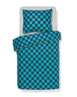 HEMA Kinderdekbedovertrek 140x200cm zacht katoen ruiten (groen)