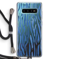 Blauwe nerven: Samsung Galaxy S10 Plus Transparant Hoesje met koord