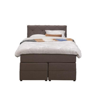 Boxspring met opbergruimte Liv geruit - donkerbruin - 120x200 cm - Leen Bakker