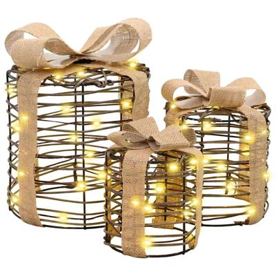 Cadeau Doos Decoratie 3 pcs Warmwit 12 cm 15 cm 20 cm Rattan