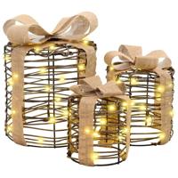 Cadeau Doos Decoratie 3 pcs Warmwit 12 cm 15 cm 20 cm Rattan