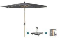 Platinum Riva stokparasol 3 m. rond - Teak antraciet met Granada voet en hoes