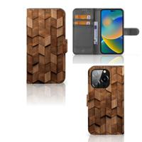 Book Style Case voor iPhone 14 Pro Wooden Cubes