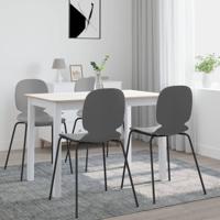 Eettafel 114x71x75 cm massief rubberwood wit en bruin