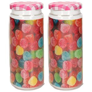 Plasticforte Weckpot/inmaakpot Classic - 2x - 650ml - kunststof - draaideksel roze - D7 x H18 cm - Weckpotten