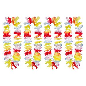 Hawaii krans/slinger - 4x - Tropische/zomerse kleuren mix - Bloemen hals slingers