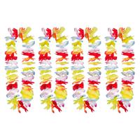 Hawaii krans/slinger - 4x - Tropische/zomerse kleuren mix - Bloemen hals slingers - thumbnail