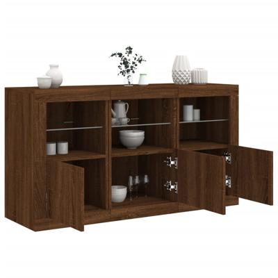 Dressoir met LED-verlichting 123x37x67 cm bruin eikenkleur