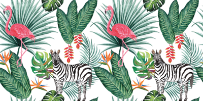 Flamingo & zebra dier vinyl tapijt