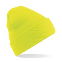 Dames/heren beanie wintermuts - 100% soft Acryl - fluor geel - Super soft - Bfluor yellowe omslag ba - thumbnail