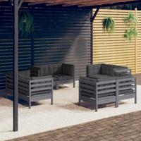 8-delige Loungeset met antracietkleurige kussens grenenhout