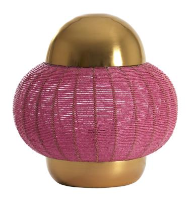 Light & Living Tafellamp 'Cetara' Kralen, 33cm, kleur Roze/Brons
