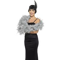 Luxe zilveren veren boa van 180 cm - 80 gram - carnaval verkleed spullen/accessoires