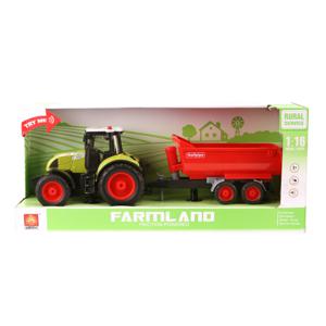 Wenyi Farmland Tractor + Aanhanger met Licht en Geluid 1:16 Rood