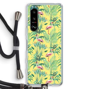 Flamingo party: Sony Xperia 5 III Transparant Hoesje met koord