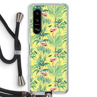 Flamingo party: Sony Xperia 5 III Transparant Hoesje met koord