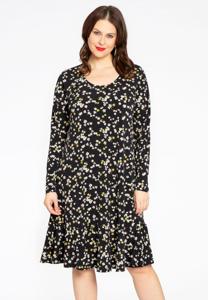 Yoek Jurk met ruches DAISY | Zwart | Maat 58/60