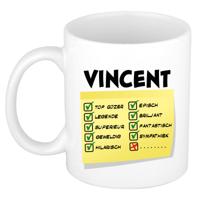 Naam mok Vincent - wit - top gozer - keramiek - 300 ml - cadeau collega beker Naam mok Vincent - wit - top gozer - keramiek - 300 ml - cadeau collega beker