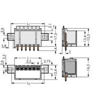 WAGO 2091-1406/005-000 Male behuizing (board) 2091 Totaal aantal polen: 6 Rastermaat: 3.50 mm Inhoud: 100 stuk(s)