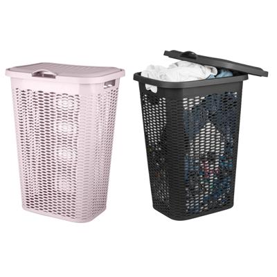 Wasmand Ventilation - met deksel - 2x - zwart en roze - 50 liter - 61 x 43 cm Wasmand Ventilation - met deksel - 2x - zwart en roze - 50 liter - 61 x 43 cm