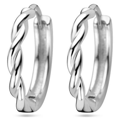 Klapoorringen Gedraaide Buis zilver 2 x 13 mm