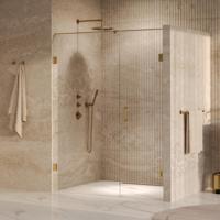 Brauer Void - Nisdeur - 2-Delig - Helder Glas - 150 x 200 cm - Omkeerbaar - met Draaideur 70 cm - Aan Muur - incl. Glascoating - PVD Goud