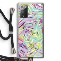 Tropical Palms Blue: Samsung Galaxy Note 20 / Note 20 5G Transparant Hoesje met koord Tropical Palms Blue: Samsung Galaxy Note 20 / Note 20 5G Transparant Hoesje met koord