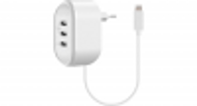 Promate Tornado-3LT Thuislader met Apple Lightning Connector en 3 USB poorten (Wit)