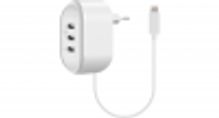 Promate Tornado-3LT Thuislader met Apple Lightning Connector en 3 USB poorten (Wit)